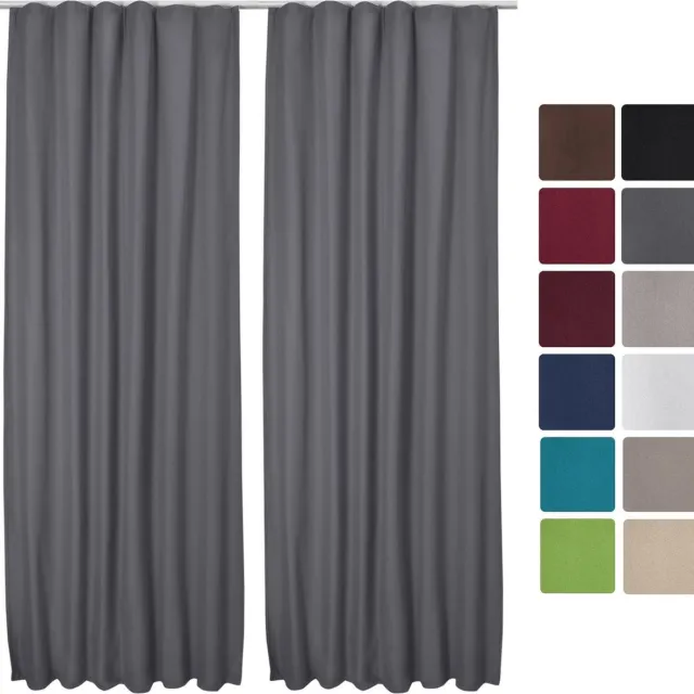 Beautissu Gordijnen - Isolerend - Plooiband Amelie TK - Thermisch - Kant en Klaar - Verduisterend - 140x245cm - Antraciet