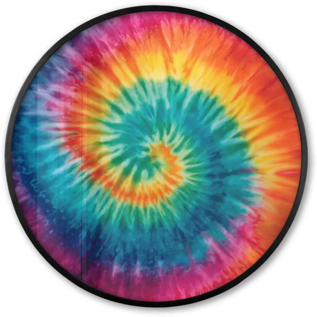 FrameYourWall Poster in lijst Rond - Fotolijst 80x80 cm - Posters - Regenboogkleuren - Tie dye - Ronde posterlijst zwart - Decoratie - Wanddecoratie woonkamer - Muurdecoratie slaapkamer
