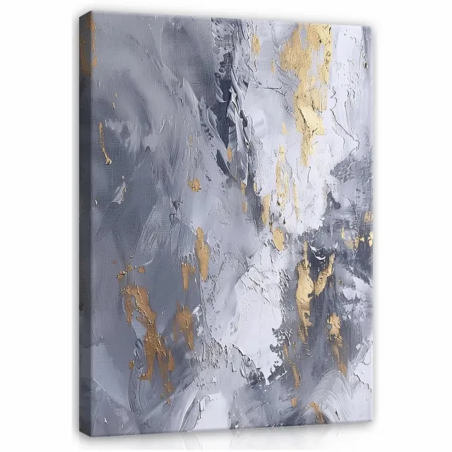 WALLARENA Canvas schilderij - 60x40 cm - abstracte marmer goud muurdecoratie voor slaapkamer en woonkamer multikleurig