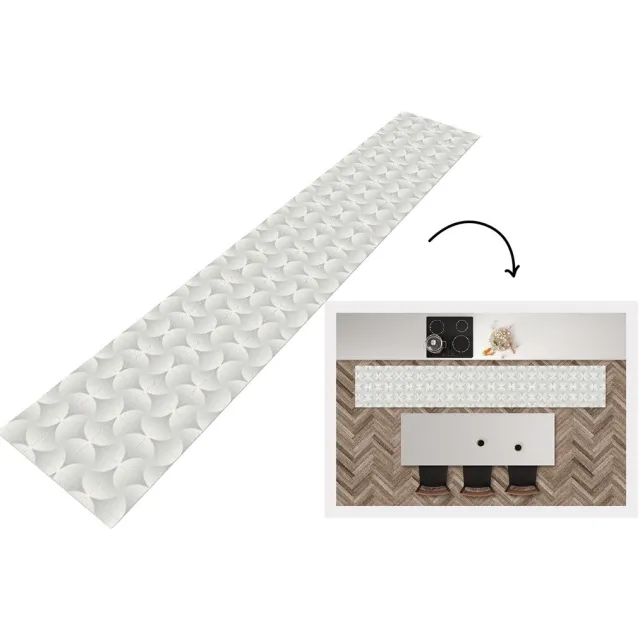KitchenYeah Keukenloper - Keukenmat vinyl Patronen - Zilver - Retro - Keukenmatten loper - Keuken vloerkleed tapijt, foto 2