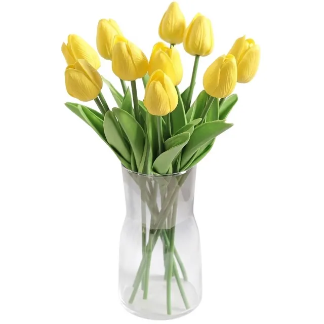 NUVEX Geel kunstbloemen tulpen set van 7 stuks kunstbloemen decoratie voor vaas tafel interieur bruiloft bloemstuk