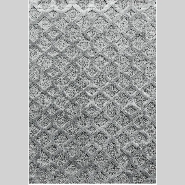 Dutch XXL Modern Vloerkleed | Tapijt | Pisa | Raster | Grijs | 280x370 cm