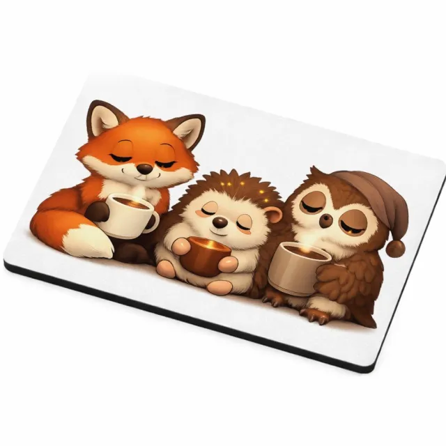 Mr Cadeautjes MDF magnetische fotolijst 7,5 x 5 - design Een warme reeks van slaperige bosdieren met een ochtenddrank | cadeau Wit
