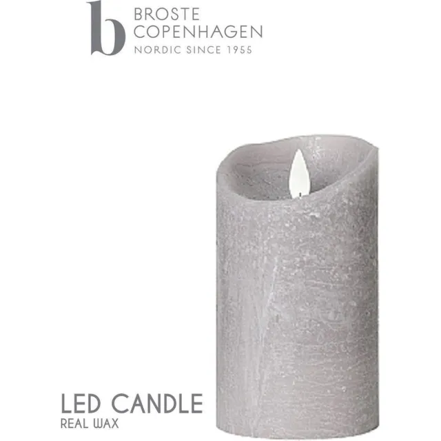 Broste Copenhagen LED Candle Real Wax - 23 x Ø7.5 cm Lichtgrijs