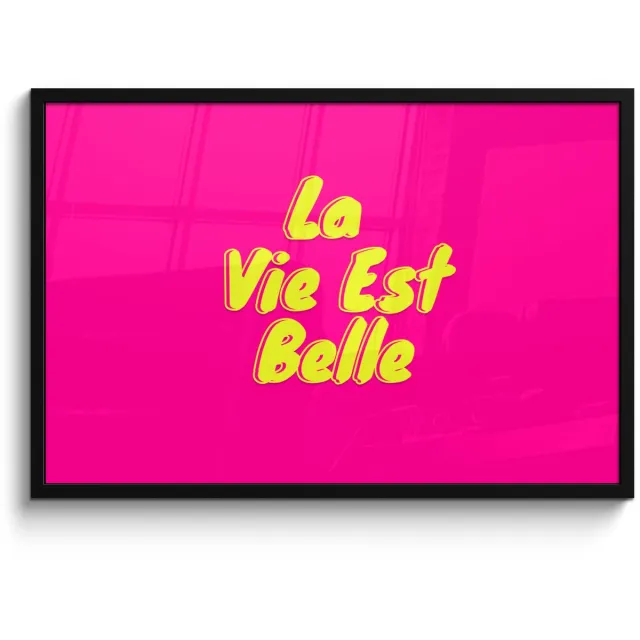 FrameYourWall Poster in lijst - Fotolijst 90x60 cm - Posters - Quote - Retro - Roze - Posterlijst zwart - Decoratie - Wanddecoratie woonkamer - Muurdecoratie slaapkamer