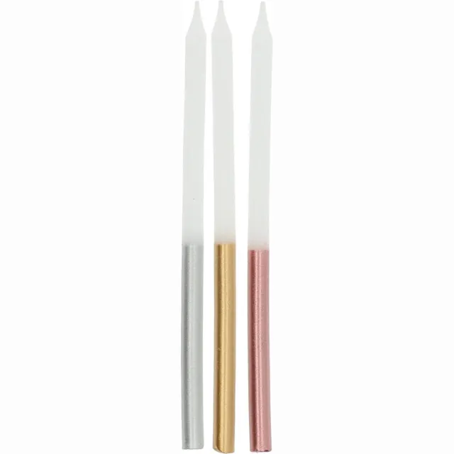Folat Kaarsen Glamour Metallic 10 cm - 24 stuks Meerkleurig
