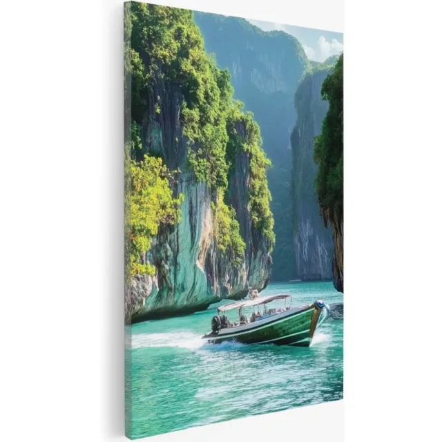 Saammp Canvas Schilderij - Natuur - Bergtop in de zon - landschappen - 80x120 - Foto op canvas - Wanddecoratie - Muurdecoratie Woonkamer - Slaapkamer decoratie - Canvas Print Multicolor