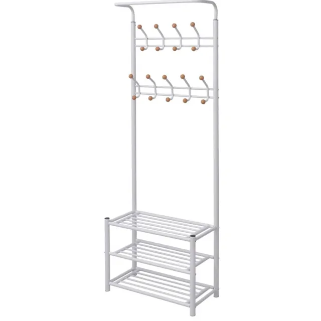 vidaXL Kledingrek met schoenenopberger 68x32x182,5 cm wit