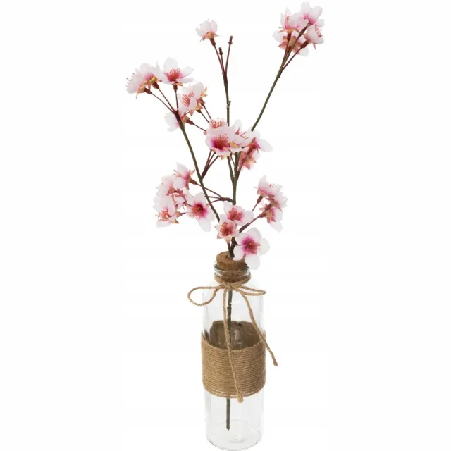 Atmosphera Glazen Vaas met Roze Bloesem Tak - Decoratieve Bloemstuk