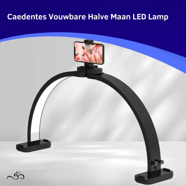 Caedentes Vouwbare Halve Maan LED Lamp – Dimbaar 3000K-6500K – Manicure Lamp – Tafellamp – Beauty – Salon – Wimper & Make-up Werklamp Zwart