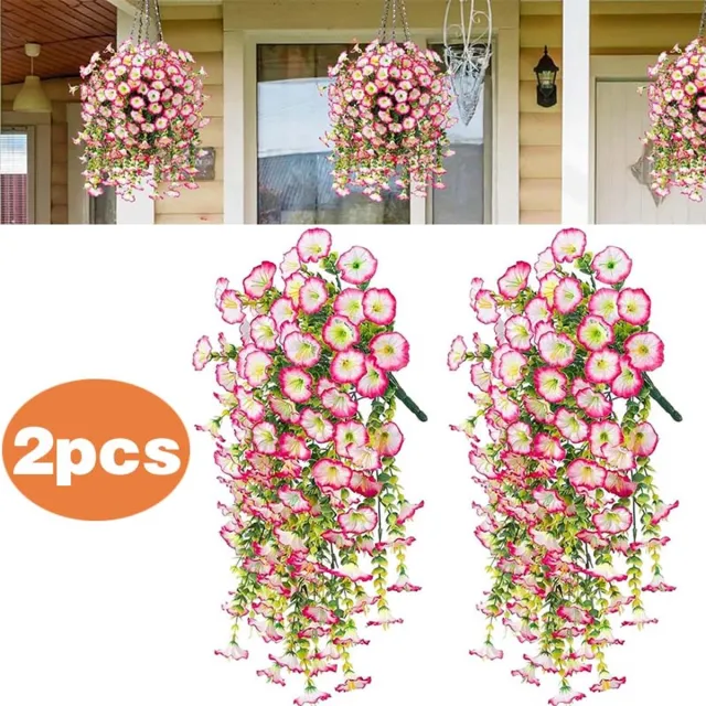 Bwecuy 2 stuks Kunstmatige winde slinger 75 cm - Kunstmatige slingerkrans - Decoratie voor huis, tuin en bruiloft - Hangende kunstbloemen - Roze