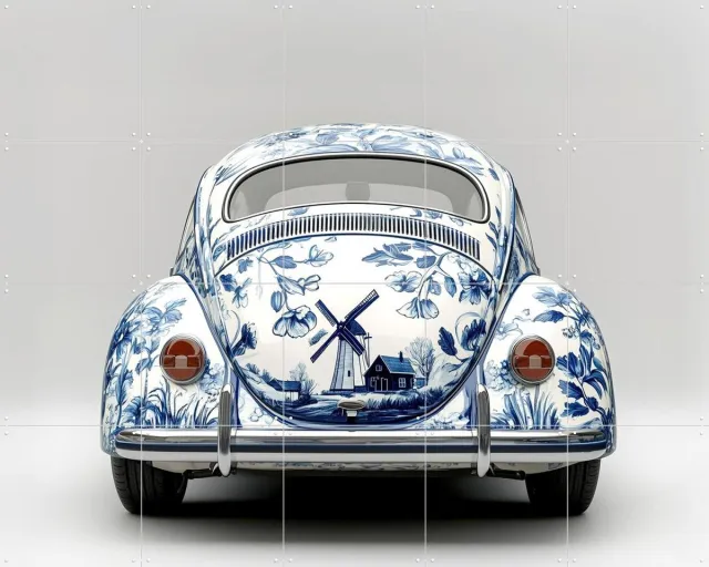 IXXI Delfts Blauwe Kever 2, Margriet Hulsker - 100 x 80 cm - Grote wanddecoratie en posters - Decoratieve kunsten, Vintage, Illustraties, Woonkamer