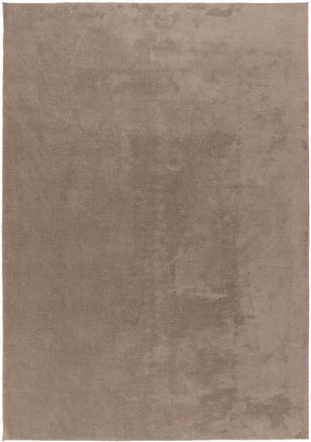 Padiro stijlvol laagpolig vloerkleed 160 x 220 cm - donkerbeige - modern effen ontwerp - voor vloerverwarming - van polyester