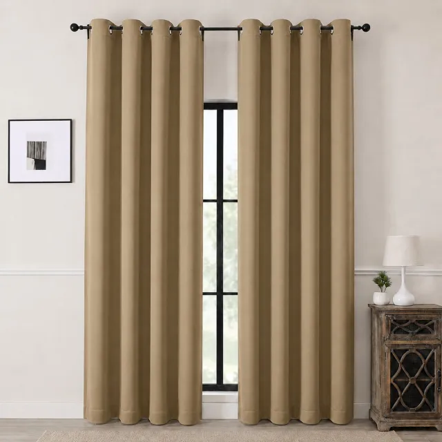 Everyday Elegance Kant en klaar Gordijn met Ringen – 100% Verduisterend Blackout – 132x240 CM – Bruin – Everyday Elegance Premium