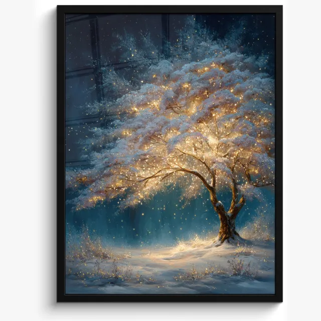FrameYourWall Poster in lijst - Fotolijst 60x80 cm - Posters - Levensboom - Nacht - Donker - Blauw - Posterlijst zwart - Decoratie - Wanddecoratie woonkamer - Muurdecoratie slaapkamer