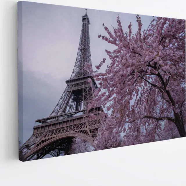 Saammp Canvas Schilderij - Parijs - Steden - Landen - 90x60 - Foto op canvas - Wanddecoratie - muurdecoratie Woonkamer - Slaapkamer decoratie - Canvas Print Multicolor