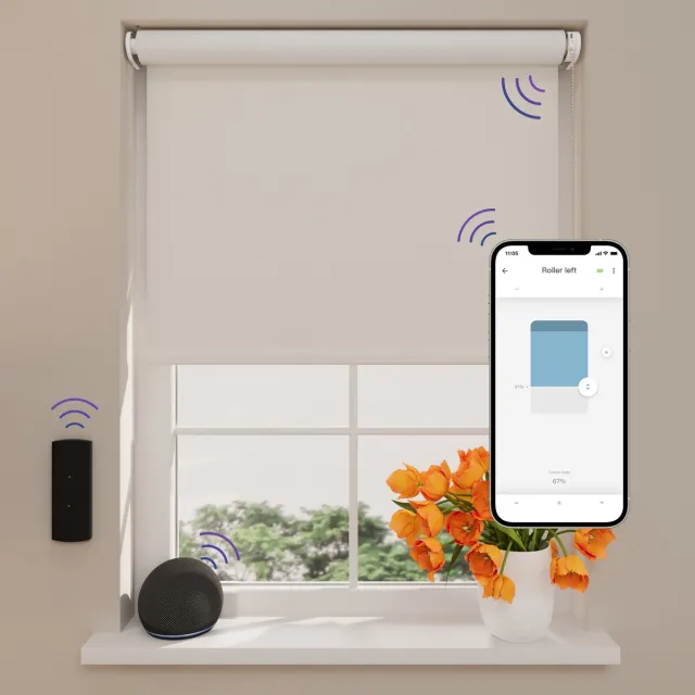 DTCH Elektrisch Rolgordijn Verduisterend - Easy - White - 130 x 190 cm - Motionblinds CMD-02-P