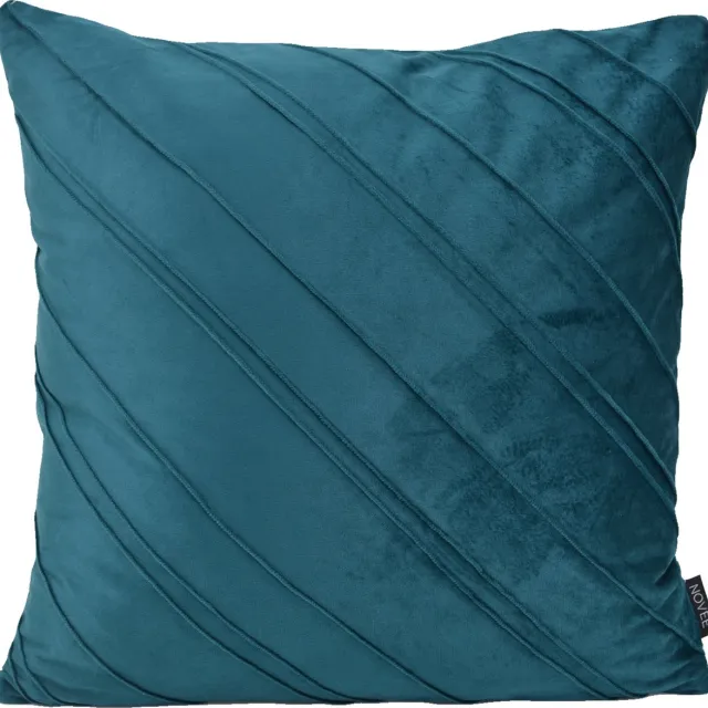 NOVÉE Velvet Stripe Petrol Kussenhoes | Velvet / Polyester | 45 x 45 cm