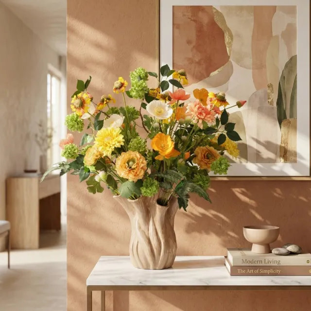 maxifleur Kunstplanten Kunstboeket Megan Hinckley 55 cm in vaas Oranje