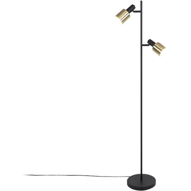 QAZQA stijn - Moderne Vloerlamp | Staande Lamp - 2 lichts - H 1560 mm - Zwart Goud - Woonkamer | Slaapkamer
