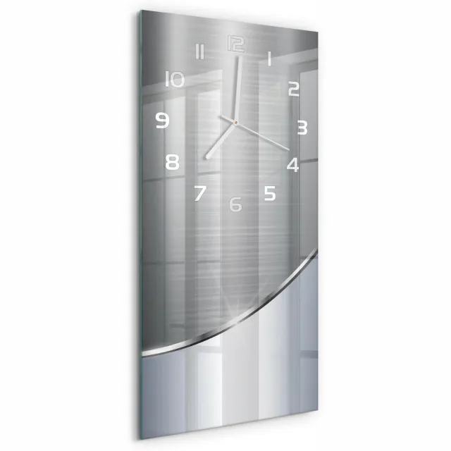 TULUP Wandklok - Metaalabstractie Decoratieve Glazen Klok - 30x60 cm - Zilver Glazen Wandklok Design - Witte handen - Rechthoekige Klok - Glazen Klok Met Print - Wandklok Glas Met Motief