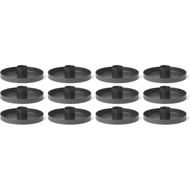 Novaliv Set van 12 kaarsenhouders, 6 cm metaal, rond, tafelkaarsen, mat ZWART, kaarsenhouder, Adventskrans, scandic chic, kerstversiering, kaarsenhouder, kaarsenstoker, kaarsenbord, decoratieve schaal, kerst