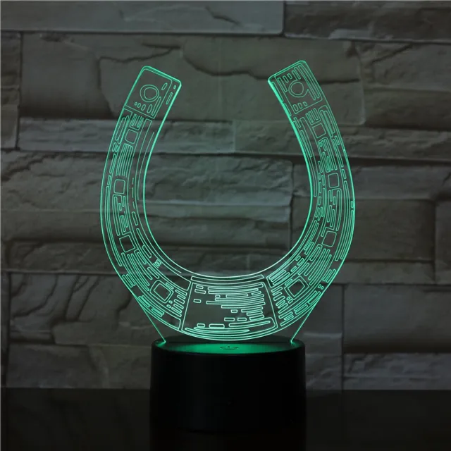 MC Living 3D Led Lamp Met Gravering - RGB 7 Kleuren - Hoefijzer