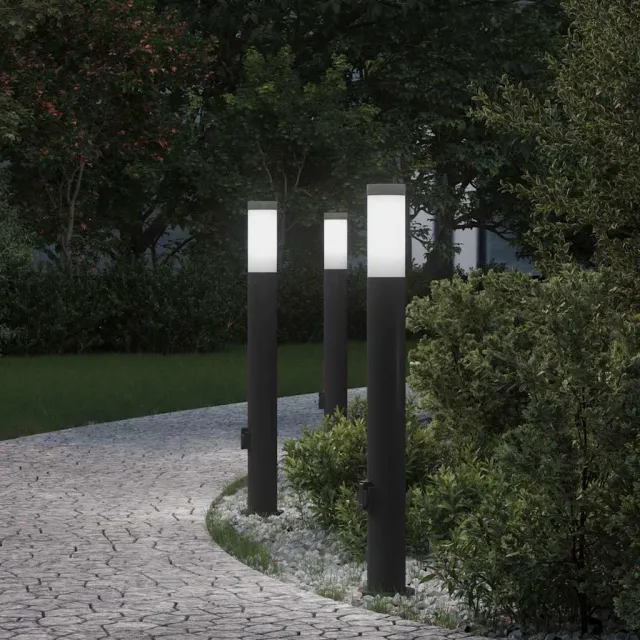 vidaXL Bolderverlichting met stopcontact 3 stuks 80 cm roestvrij staal IP44 Zwart