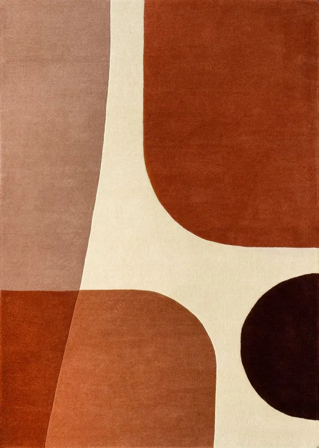 Acsento LipariTerra Vloerkleed - 160 x 230 cm - Oranje - Rechthoekig - Wol - Woonkamer, Slaapkamer, Eetkamer - Abstract - Modern