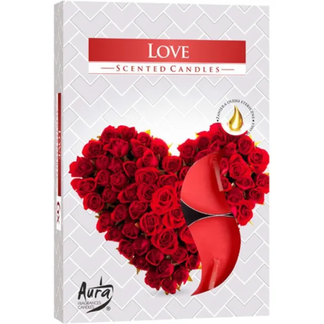 Bispol Geurtheelichten 'Love' – Set van 6 Stuks rood