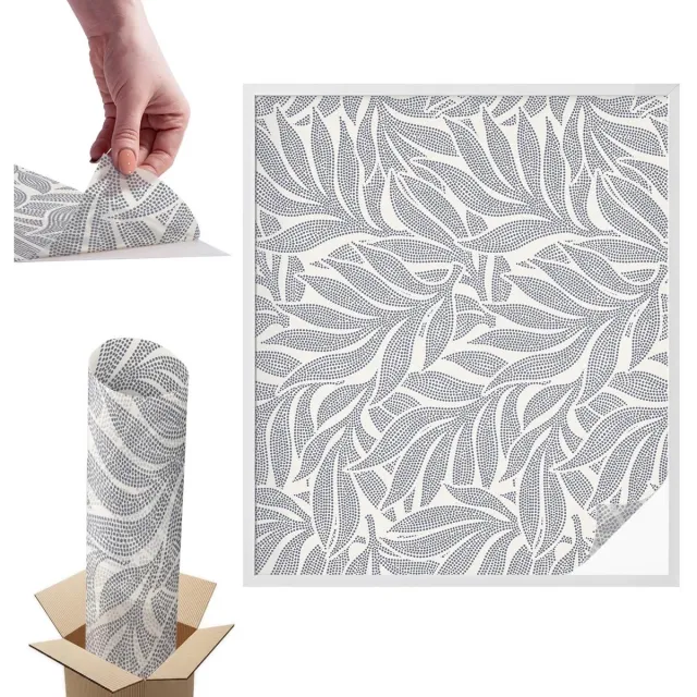 TULUP Raamfolie Anti inkijk - Bladdruppels Anti inkijk Raamfolie - 100x116 cm - Grijs Raamfolie Tegen inkijk - Zelfklevende Anti inkijk Folie Glas in Lood - Voor de woonkamer, slaapkamer en kantoor - Zonwerende Raamfolie Glas in Lood Grijs - Bladdruppels