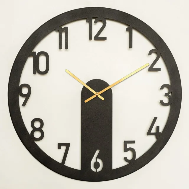Wallity Decoratieve Metal Wand Clock – Black Gold Zwart en goud