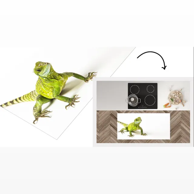 KitchenYeah Keukenloper - Loper keuken - Hagedis - Reptiel - Groen - Keukenloper vinyl, foto 2