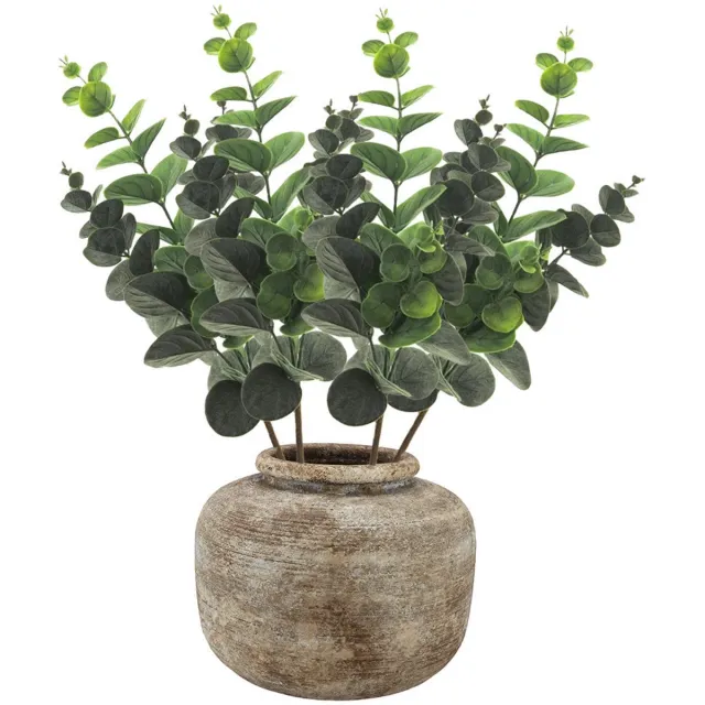 Bellatio Design Kunstbloem/kunsttak Eucalyptus Bella - 4x - 38 cm - donkergroen - kunst zijdebloemen