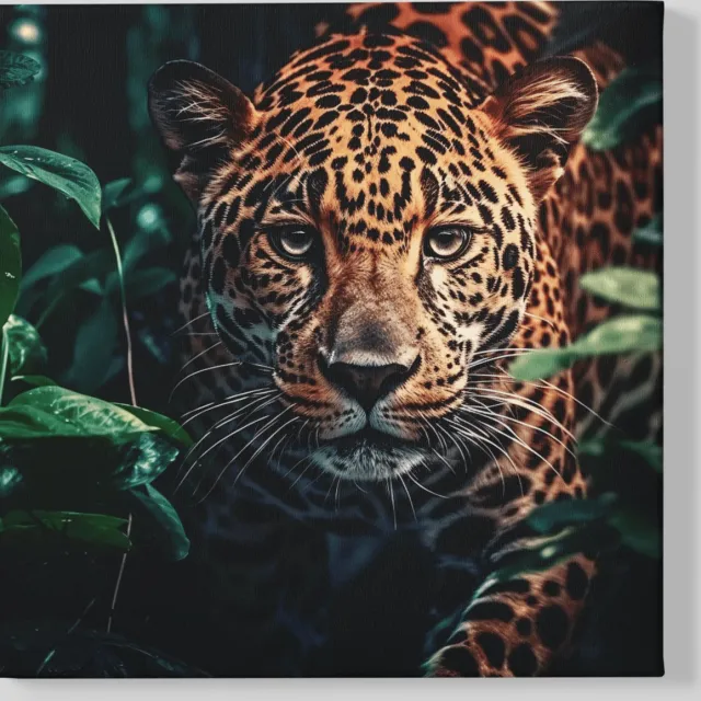 Trendex Global Canvas Schilderij - Wilde Dieren - Luipaard - Vierkant - 100x100x2 cm Bruin