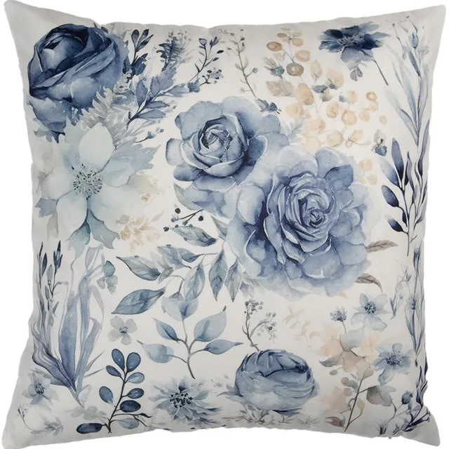 Clayre & Eef Kussenhoes 45x45 cm Wit Polyester Bloemen