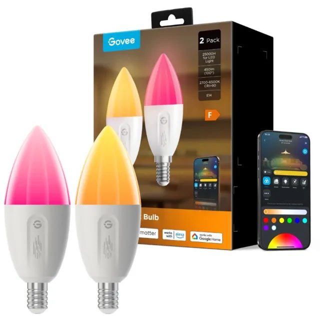 Govee slimme lamp E14 Matter RGBWW 4,5 cm - 2-pack