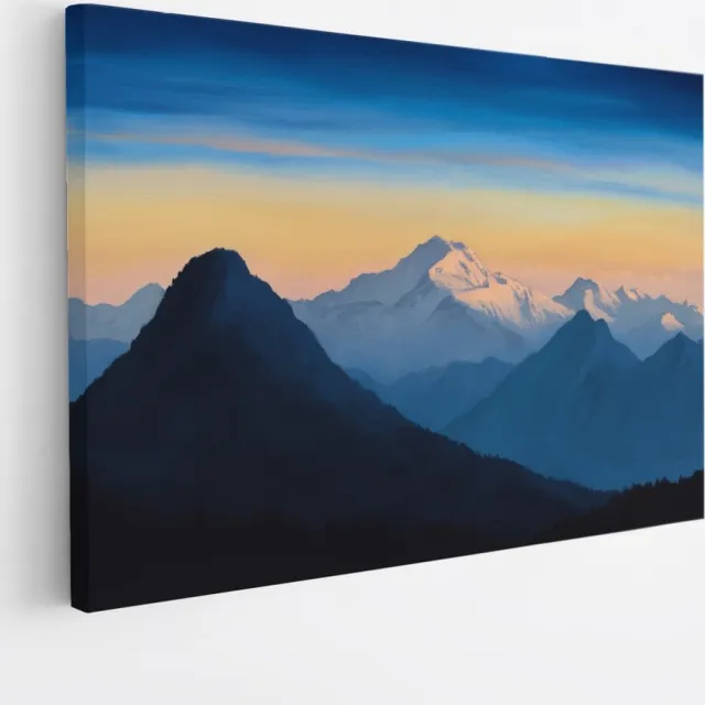 Saammp Canvas Schilderij - Bergtoppen - Natuur - Landschap - 30x20 - Foto op canvas - Wanddecoratie - Muurdecoratie Woonkamer - Slaapkamer decoratie - Canvas Print Multicolor