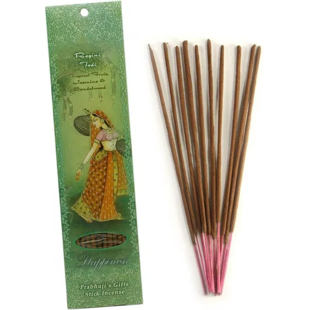 Prabhuji's Gifts Wierooksticks, handgerold, 'Ragini Todi' met tropisch fruit, jasmijn en sandelhout, 20 sticks Bruin