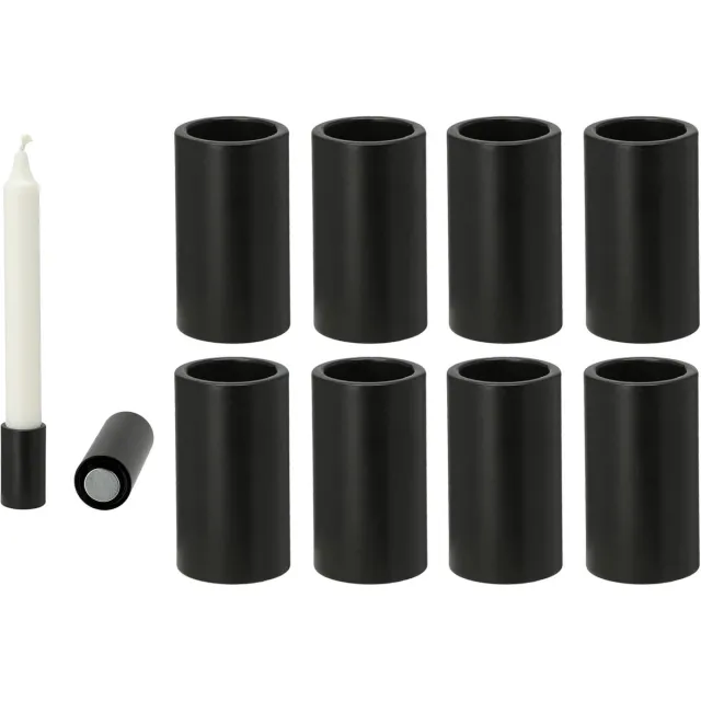 Novaliv 8x kaarsenhouders voor taps toelopende kaarsen Kaarsenhouder magentisch ZWART 2,8x7,5cm tafeldecoratie Kerstmis scandinavisch chique kaarsmondstuk woonkamerdecoratie kaarsenhouder magneet tafelkaarsen