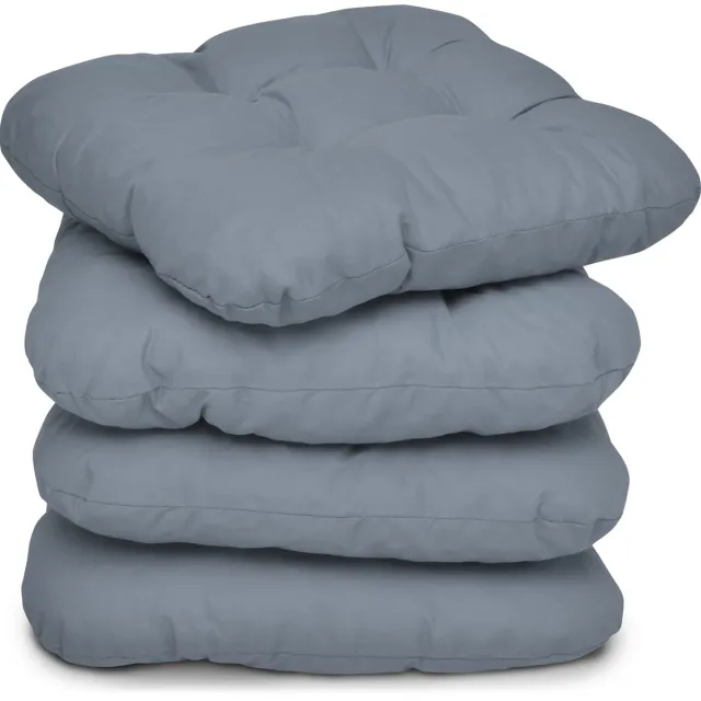 Beautissu Lisa - Zitkussen Set voor Eetkamer en Tuin - Set van 4 - 40x40x8 cm - Grijs - Dikke comfortabele vulling
