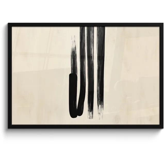 FrameYourWall Poster in lijst - Fotolijst 90x60 cm - Posters - Penseelstreken - Verticaal - Zwart - Posterlijst zwart - Decoratie - Wanddecoratie woonkamer - Muurdecoratie slaapkamer