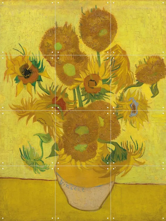 IXXI Zonnebloemen (1889), Vincent van Gogh (1853 - 1890) & Van Gogh Museum - 60 x 80 cm - Grote wanddecoratie en posters - Olieverf Warme kleuren / Geel