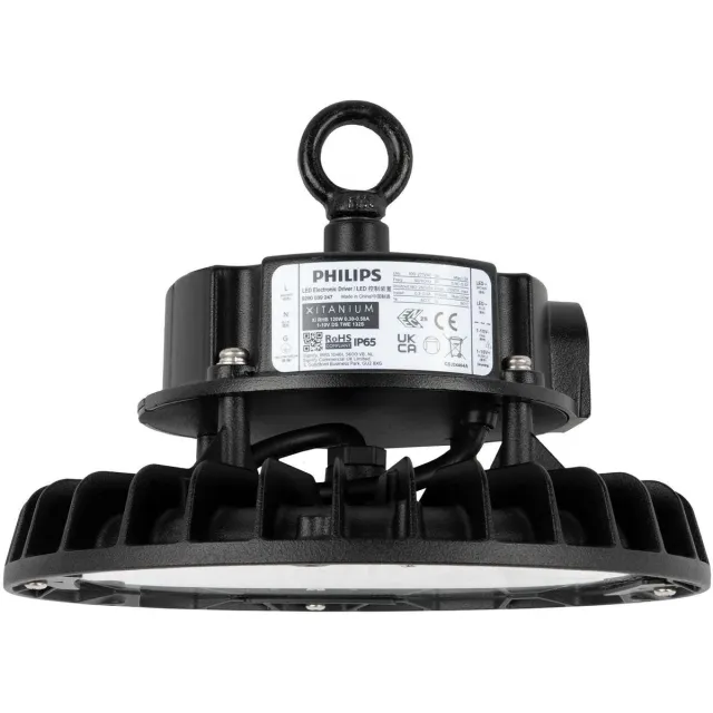 LEDVION LED High bay, IP65, 100-80-55W, 175 lm/W, Driver, 6500K, Dimbaar, UFO lamp voor, werkplaatsverlichting, halverlichting, plafondlamp werkplaats Zwart