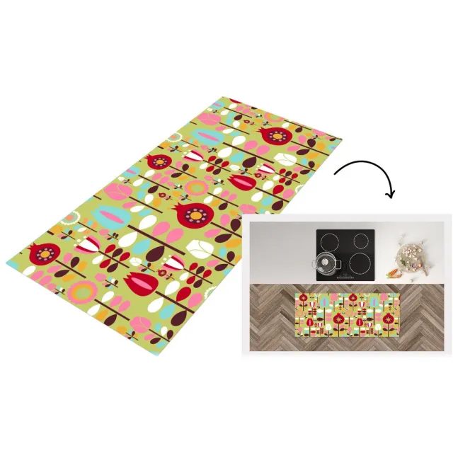 KitchenYeah Keukenloper - Keukenmat vinyl Patronen - Bloemen - Kleuren - Keukenmatten loper - Keuken vloerkleed tapijt, foto 2