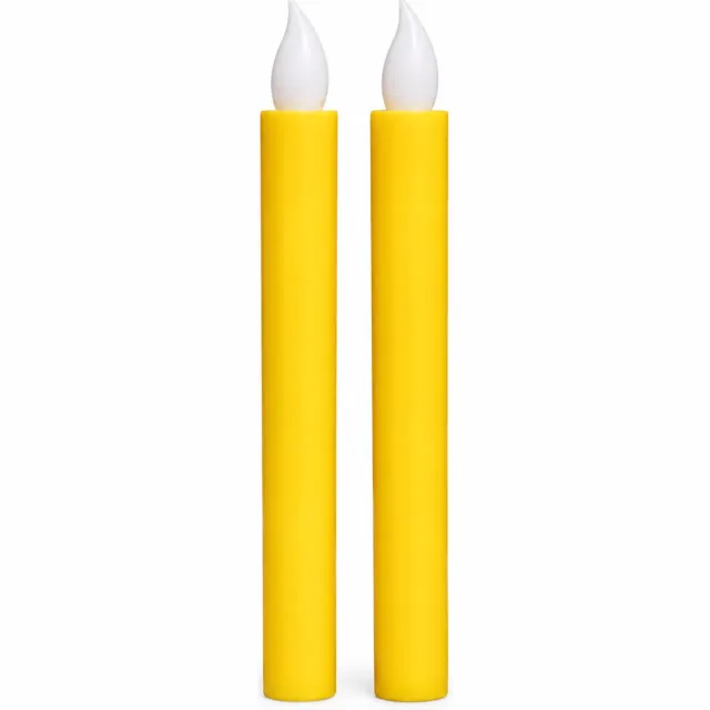 SWGOTA led kaarsen, set van 2, geel, lange cilindervorm met vaste vlamtop, voor decoratie, verpakt in een zak