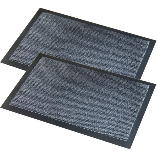 Wicotex Deurmat Faro - 2x stuks - schoonloopmat - zwart/grijs - 40 x 60 cm - Inloopmat
