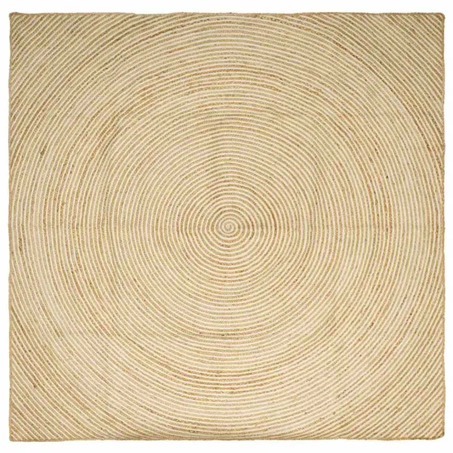 vidaXL Gebied - Tapijt - Natuurlijk - en - Wit - 240 - x - 240 - cm - Jute Natuurlijk en Wit