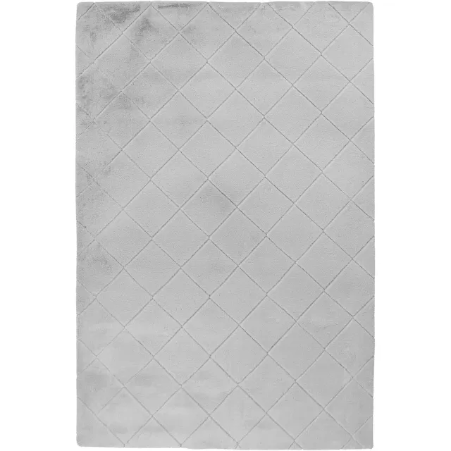 Padiro knus hoogpolig shaggy vloerkleed 200 x 290 cm - lichtgrijs - modern geometrisch patroon - voor vloerverwarming - van polyester en katoen
