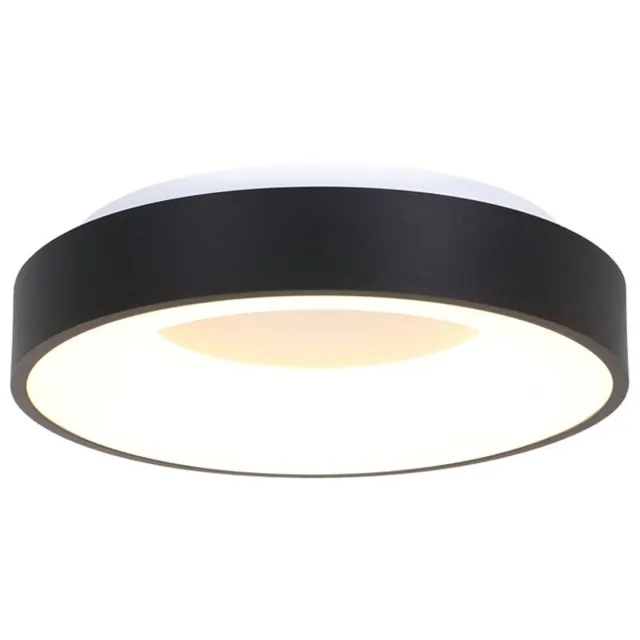 Steinhauer Plafondlamp Ringlede 3086ZW Zwart Ø30cm - Dimbare Design Lamp van Steinhauer van Kunststof en Metaal voor Binnengebruik Wit / Zwart